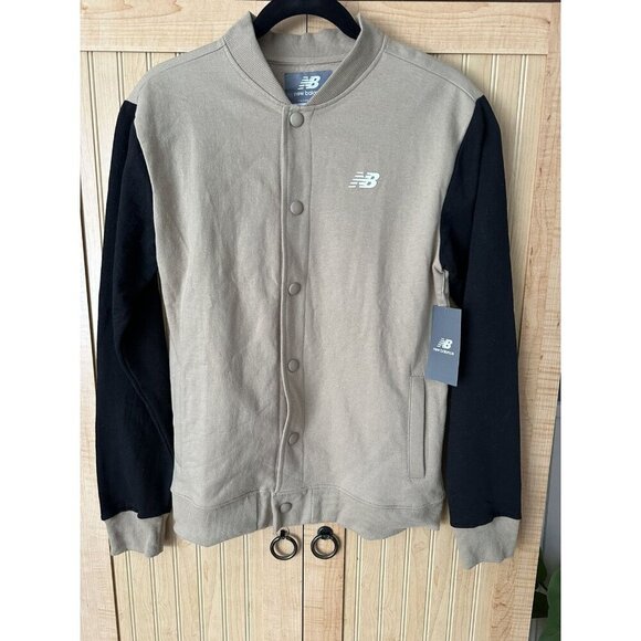 New Balance Boys Fleece Bomber Jacket, Size XL 18 / 20 Tan Black, New With Tags - Picture 9 of 9